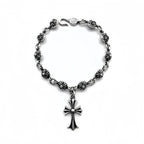 Chrome Hearts Silver Cross Ball Tiny E Bracelet
