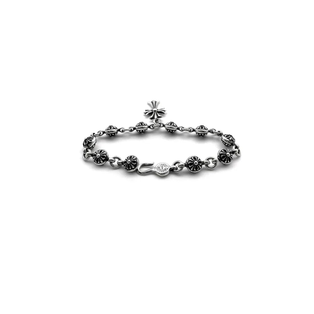 Chrome Hearts Silver Cross Ball Tiny E Bracelet