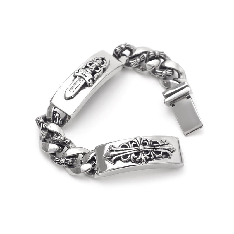 Chrome Hearts DOUBLE ID FANCY LINK BRACELET 8